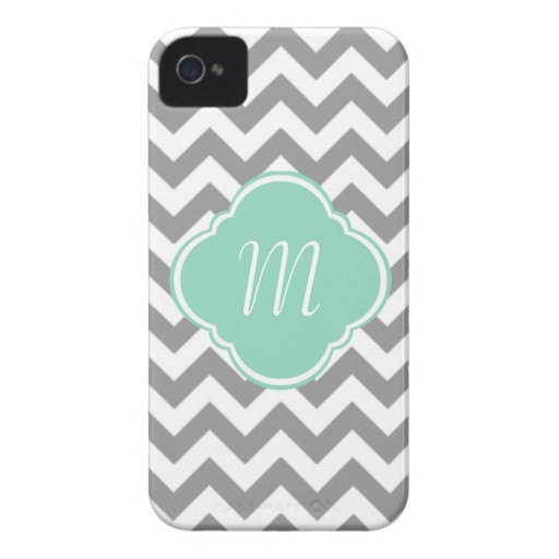 Monograma gris y blanco del personalizado de la ra iPhone 4 cobertura
