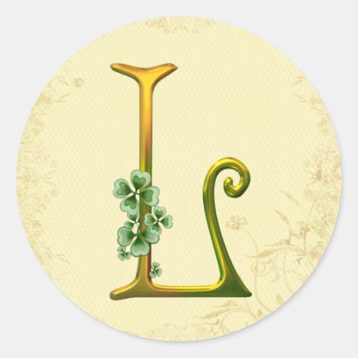 Monograma irlandés L del oro Pegatinas