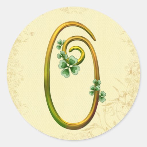 Monograma irlandés O del oro Pegatina Redonda