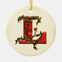 Monograma L del acebo del navidad Ornamento Para Reyes Magos