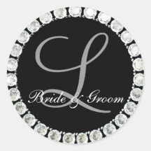 Monograma L sello del diamante del personalizable Etiqueta Redonda