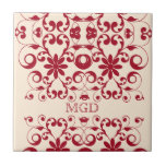 Monograma lamentable del vintage y elegante floral azulejos ceramicos