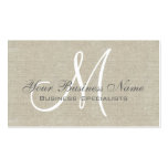Monograma llano simple gris de lino beige tarjetas personales