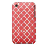 Monograma marroquí del diseño 3 de la teja del roj iPhone 3 protectores