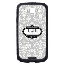 Monograma moderno retro del remolino de la voluta  samsung galaxy s3 fundas