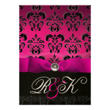 MONOGRAMA NEGRO BLANCO DEL DAMASCO DE LA CINTA FUC INVITACIONES PERSONALES 