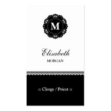 Monograma negro elegante del cordón del clero/del  plantilla de tarjeta personal