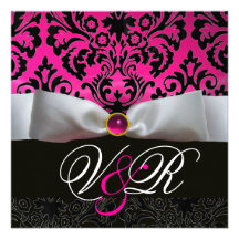 MONOGRAMA NEGRO FUCSIA DEL DAMASCO DEL ROSA BLANCO ANUNCIO