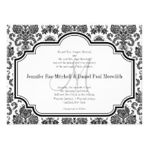 Monograma negro M de las invitaciones del boda del Anuncios Personalizados