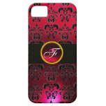 MONOGRAMA NEGRO ROJO DE LA PIEDRA DE GEMA DEL DAMA iPhone 5 Case-Mate FUNDA