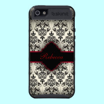 monograma negro rojo elegante del damasco del vint funda skinit