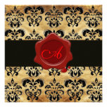 MONOGRAMA, negro y marrón del SELLO de la CERA del Anuncios