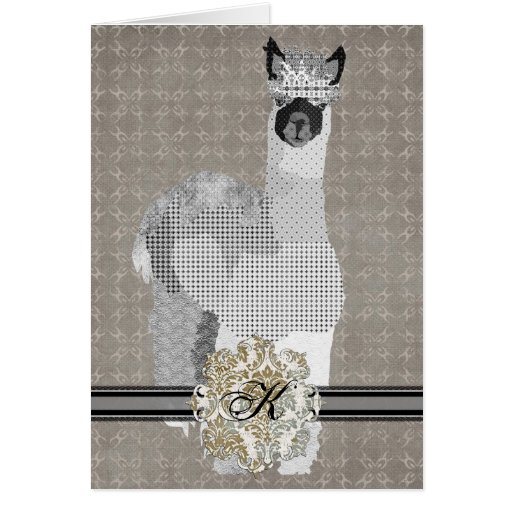 Monograma Notecard de la alpaca Felicitaciones