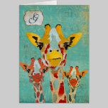 Monograma Notecard de la jirafa que mira a escondi tarjetas