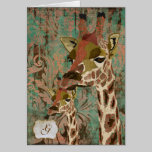 Monograma Notecard del damasco de las jirafas de R tarjetas