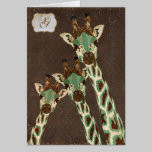 Monograma Notecard del damasco de las jirafas del  tarjetas