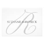Monograma Notecard (plata/negro) de la escritura R Invitación Personalizada