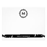 Monograma Notecards plano - negro del vintage Anuncios Personalizados