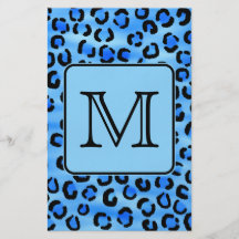 Monograma personalizado, modelo azul del estampado tarjetones