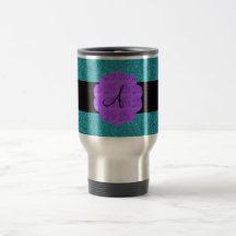 Monograma púrpura de los rosas del brillo de la tu taza