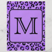 Monograma púrpura del personalizado del estampado  flyer a todo color