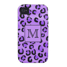 Monograma púrpura del personalizado del estampado  iPhone 4 funda