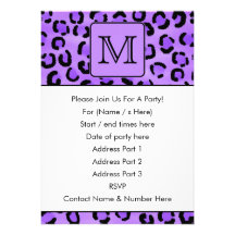Monograma púrpura del personalizado del estampado  invitación