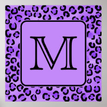 Monograma púrpura del personalizado del estampado  poster