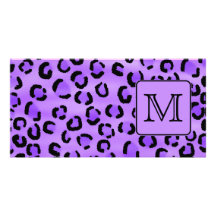 Monograma púrpura del personalizado del estampado  tarjeta fotografica  
