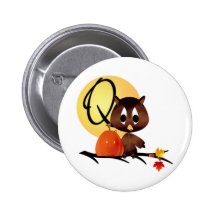 Monograma Q del búho del otoño Pin