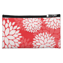 Monograma rojo de la flor blanca