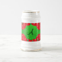 Monograma rojo del muñeco de nieve tazas de café