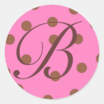 Monograma rosado B de Brown de los pegatinas - mod