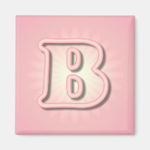 Monograma rosado B Imán Para Frigorifico