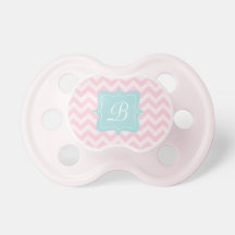 Monograma rosado de Chevron Chupetes De Bebe