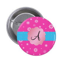 Monograma rosado de los copos de nieve pins
