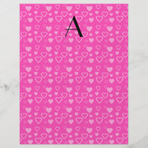 Monograma rosado de los corazones tarjetas informativas
