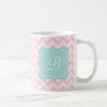 Monograma rosado del zigzag tazas de café