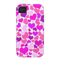 Monograma rosado femenino púrpura de los corazones vibe iPhone 4 carcasas