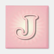 Monograma rosado J Imán Para Frigorifico