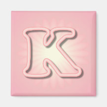 Monograma rosado K Imanes De Nevera