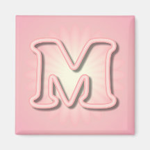 Monograma rosado M Iman De Frigorífico