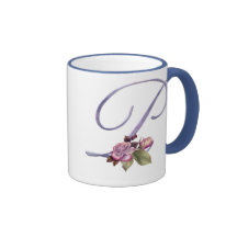 Monograma rosado P de los rosas Tazas De Café