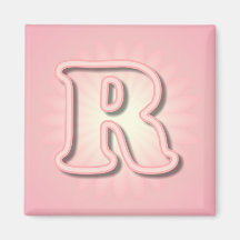 Monograma rosado R Imán Para Frigorífico