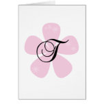 Monograma rosado T de la flor Tarjeta