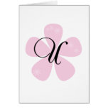 Monograma rosado U de la flor Tarjeta