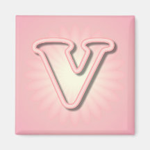 Monograma rosado V Imán De Nevera
