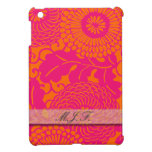 Monograma rosado y vintage anaranjado floral