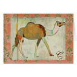 Monograma soñador Notecard del camello Tarjeton