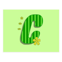 monograma verde de c postal